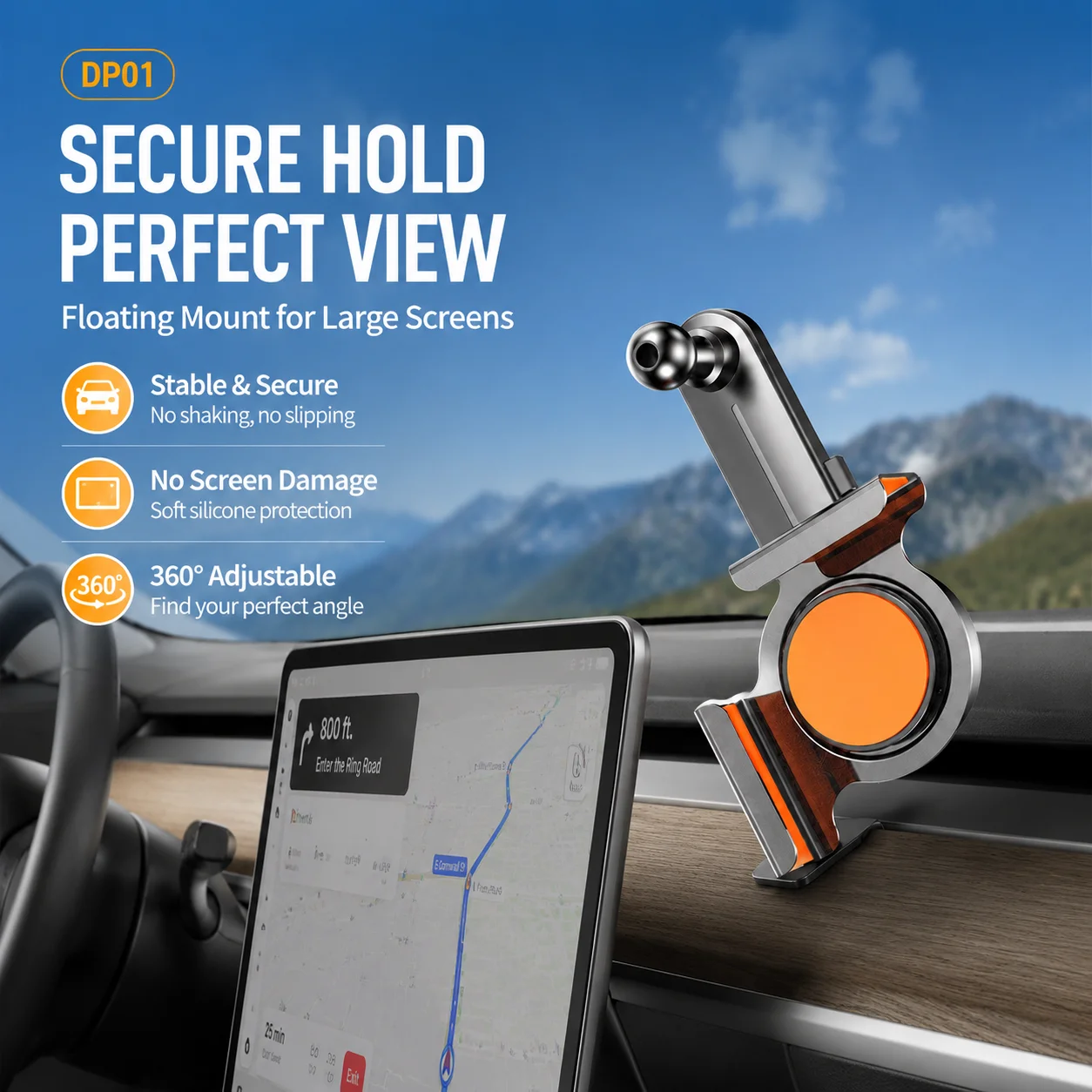 DP01 New Car Phone Holder for Tesla Model 3/Y BYD NIO AITO large screen floating mount dash clip
