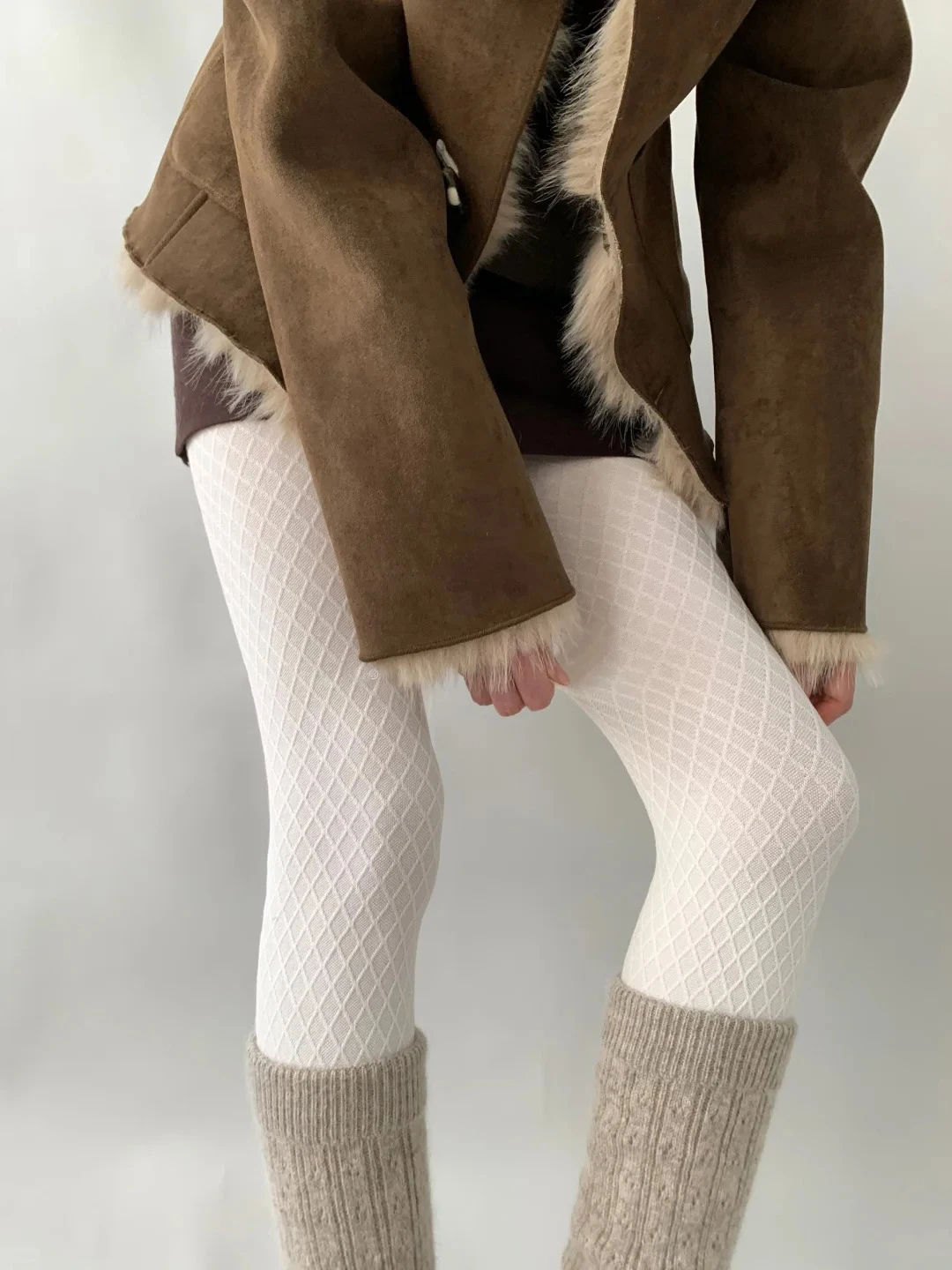 High Waist Knitted Thermal Leggings Women's Base Layer Pants Autumn Winter Long Pants Elastic Waist Casual Polyester Fiber
