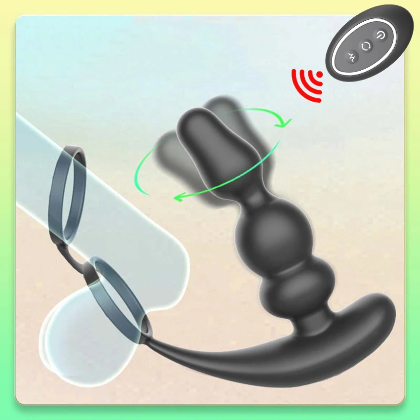 Remote Control Male Prostate Massager Vibrator 360Rotate Toy Vibrator Ring Plugs Masturbator Anal Butt Sex Plug Wearable 18 Sex