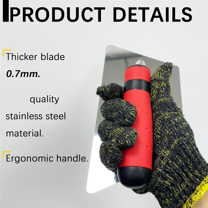 ABKY-Set Sekop Finishing Baja Tahan Karat yang Dipoles (3 Pak), Alat Tangan Plesteran Cat dengan Pegangan