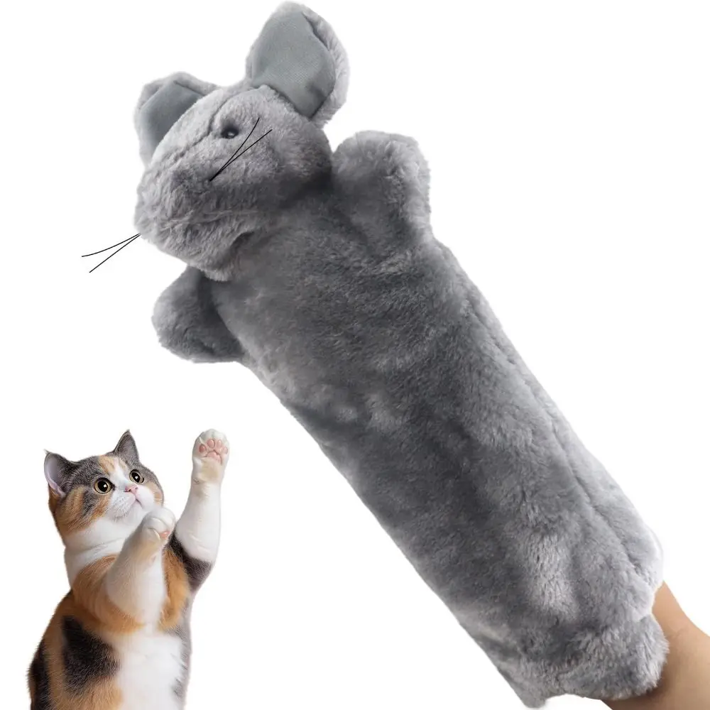 Kat Worstelspeelgoed Marionet Pluche 38cm Interactieve Handschoen Kattenspeelgoed Leuk Speelveilig Zacht Kat Worstelen Handschoen Handpoppen Binnen