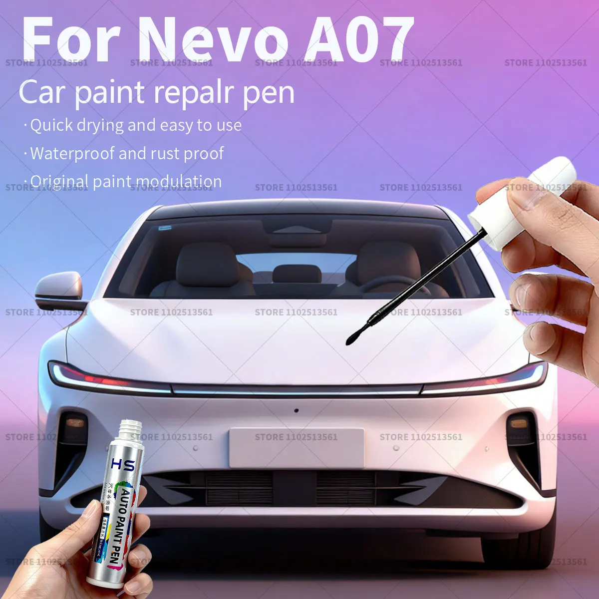 

Ручка для ремонта автомобильной краски для Changan Nevo A07, средство для удаления царапин, сделай сам, автоаксессуары, серый FN5AWWA, зеленый Y79, белый 188, фиолетовый