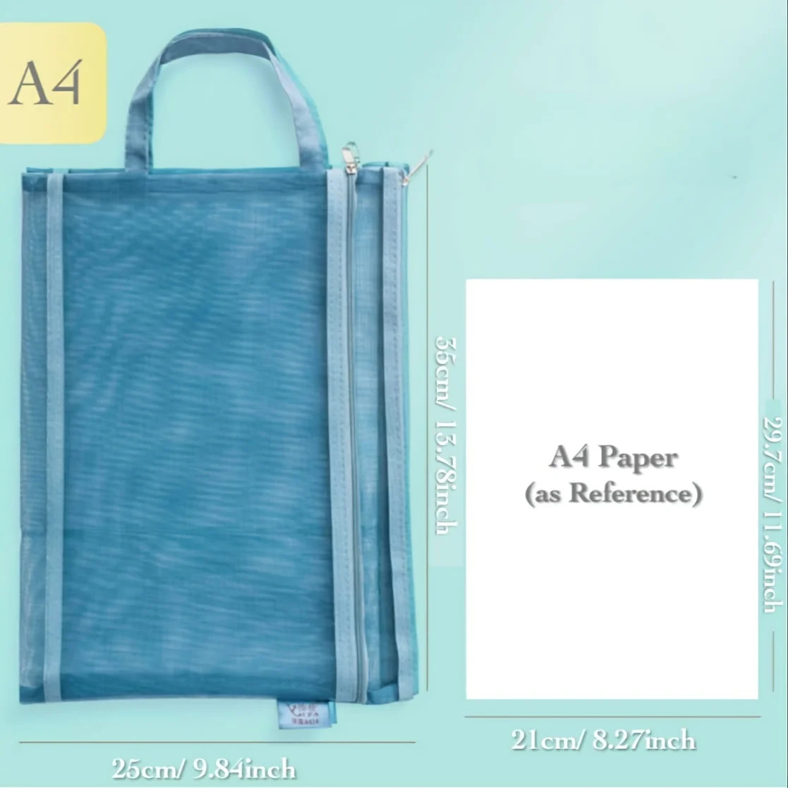 Morandi Colors Multifunctional  Mesh Zipper File Storage Bag fits Stationery for School/College/Office Classification Efficiency