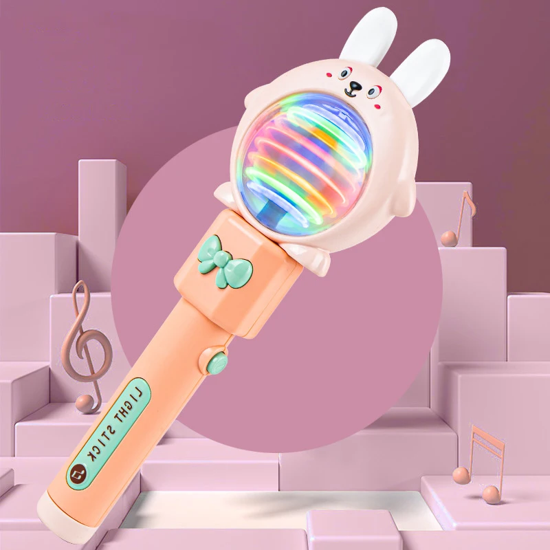 Children's Music Wand Frog Soft Rubber Ears Rabbit Music Light Magic Wand Girl Princess Fairy Wand Baby Luminous Toys