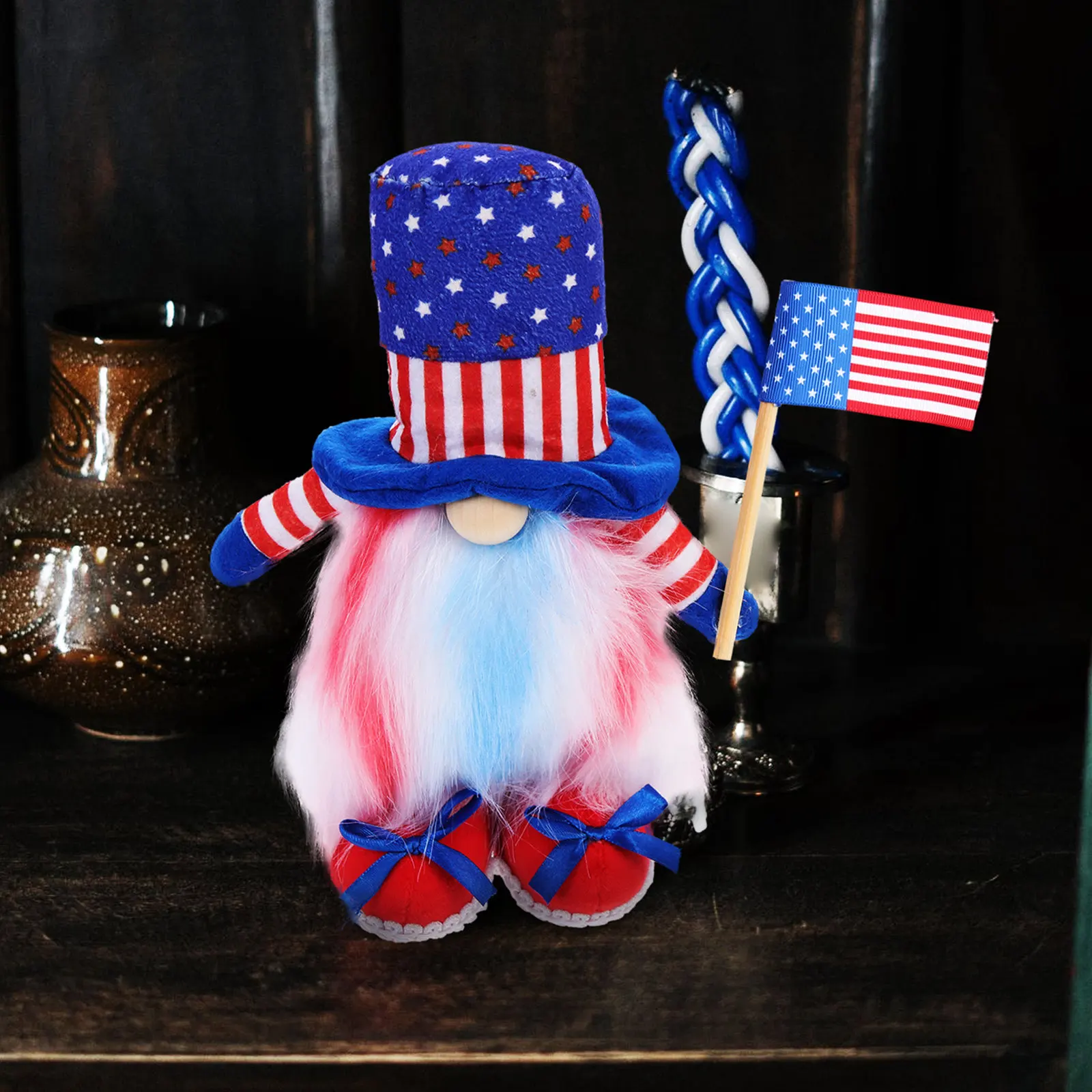

Creative Gnome Adorn Independence Day Party Ornament Festive Rudolph Gnome Decorative Home Sofa Desktop Holiday Prop