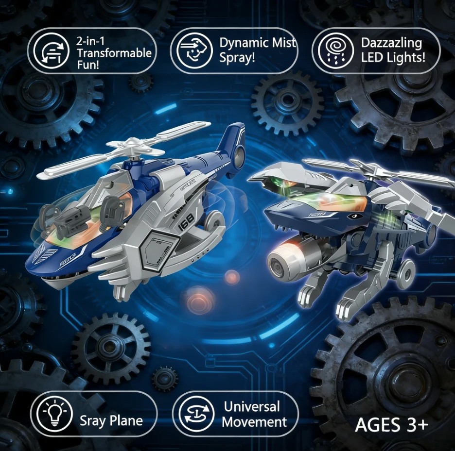 جديد تشوه كهربائي رذاذ مقاتلة LED تشوه محاكاة ديناصور لعبة هليكوبتر نموذج هدية عيد ميلاد للأطفال #1