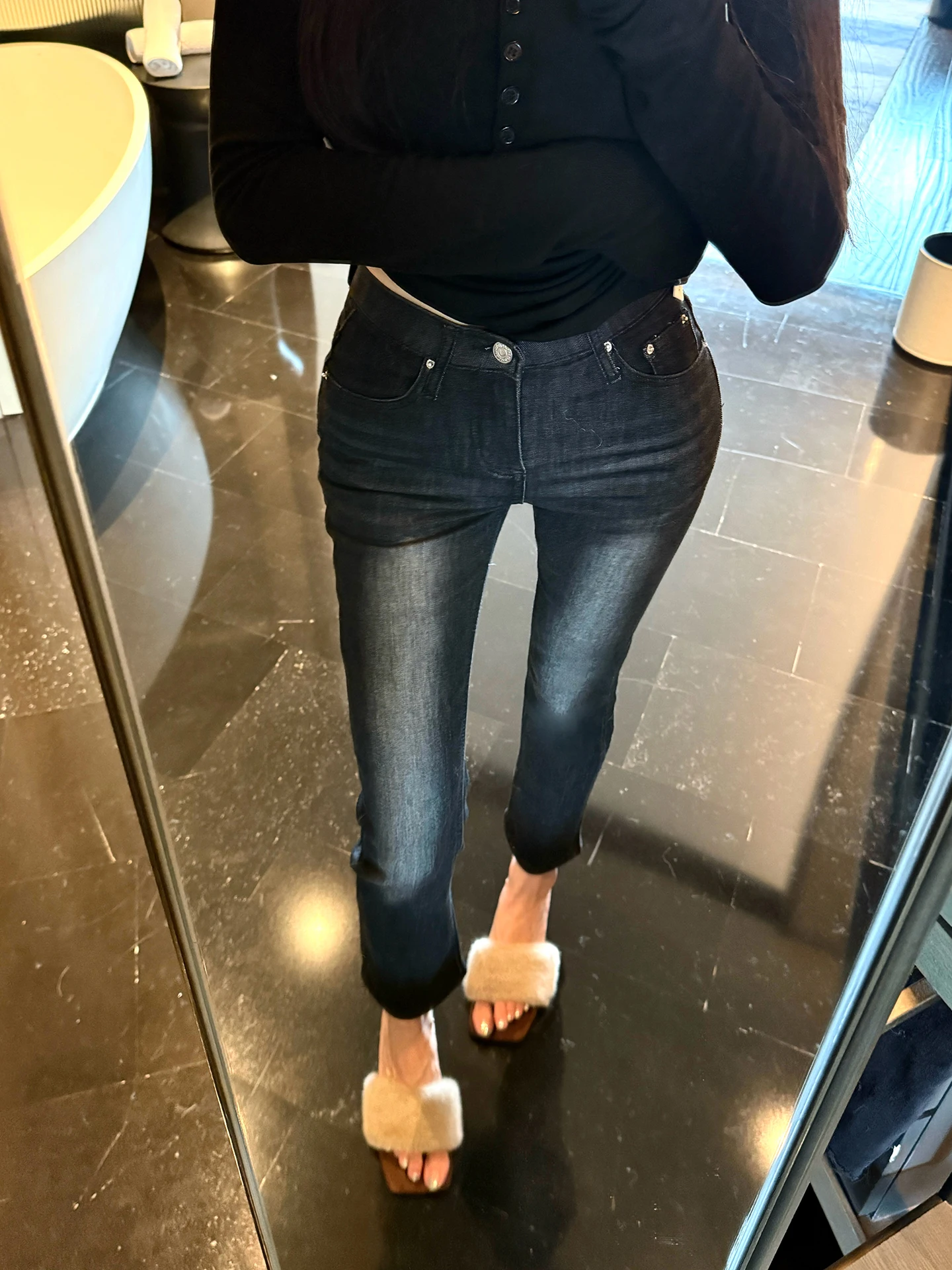 

Matou Korean Sle Vintage Nine-Tenths Jeans Women's Casual High Waist Straight Leg Slimming Ankle-Length Denim Pants
