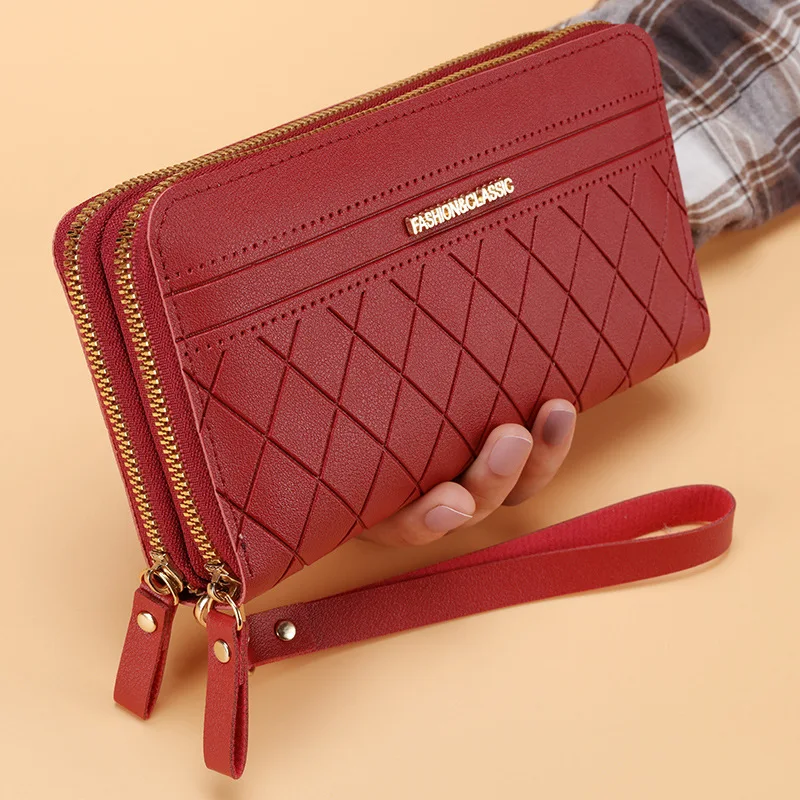 Long Women Wallet Purses Tassel Coin Holder Large Capacity Double Zipper Pu Leather Card Multilayer Storage Moneyclip Clutch Bag