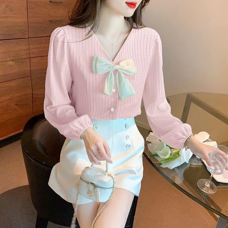 

Long Sleeve Shirts Womens Striped Button Down Blouses Loose Fit Cottagecore Feminine Elegant Autumn Comfortable Weekend Daily