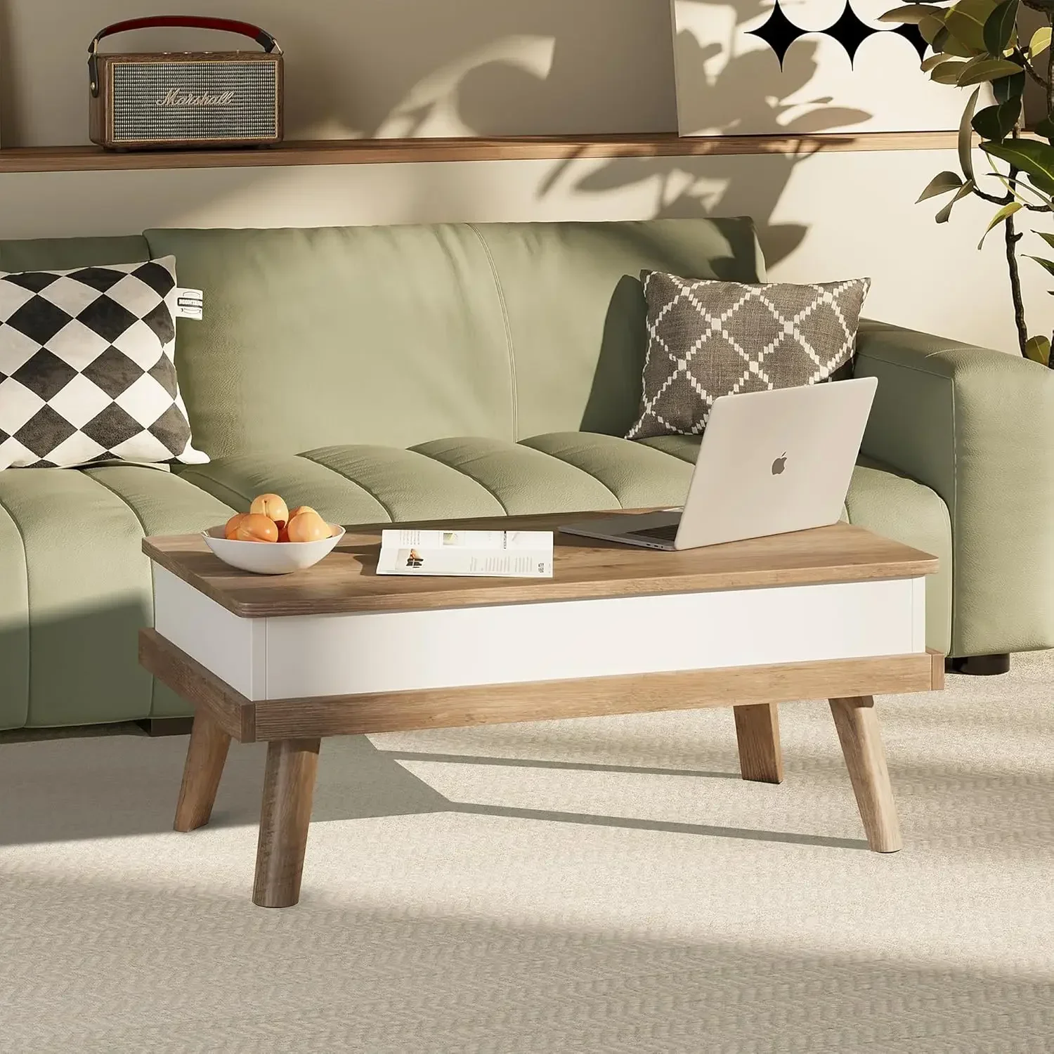 Wood Coffee Table, Lift Top Coffee Tablewith Hidden Compartment, Coffee Table for Living Room Reception Room image 4