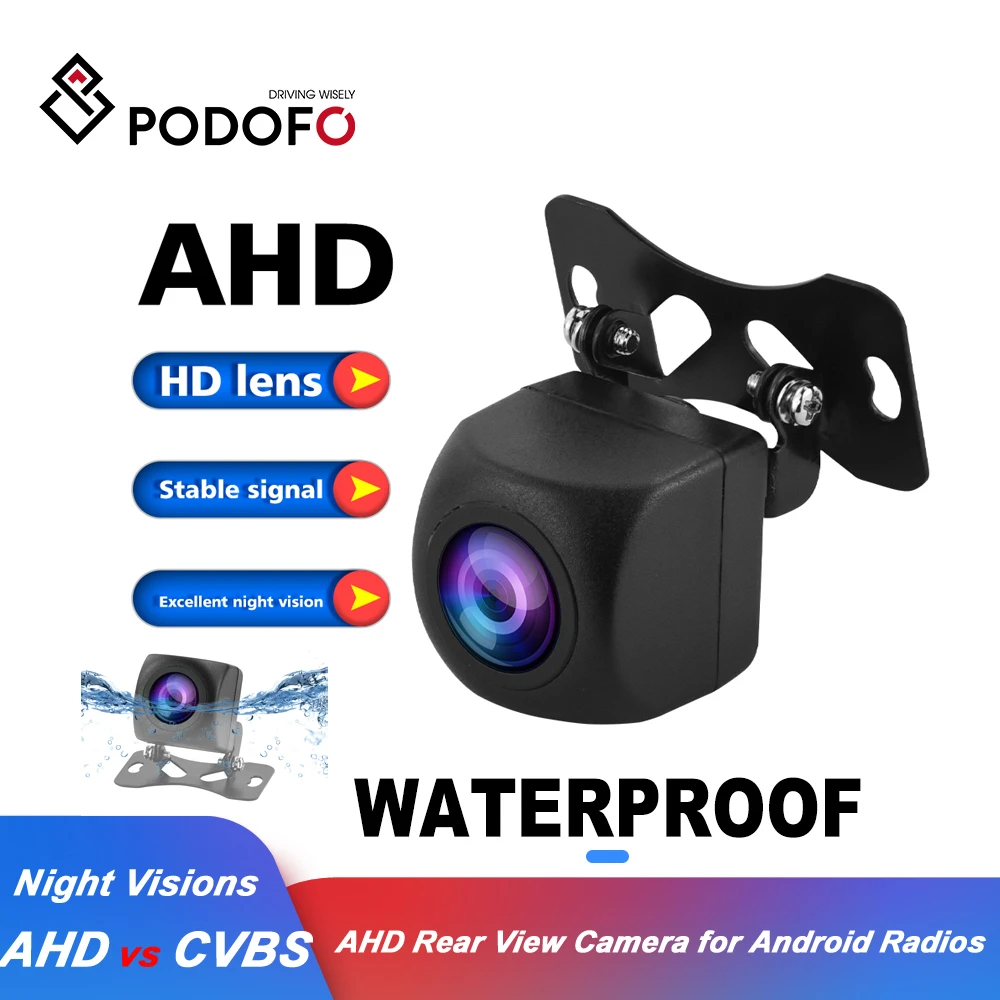 Podofo Car Rear View Camera Universal Backup Parking Assistance Camera Night Vision Waterproof AHD Color Image Vehicle Camera