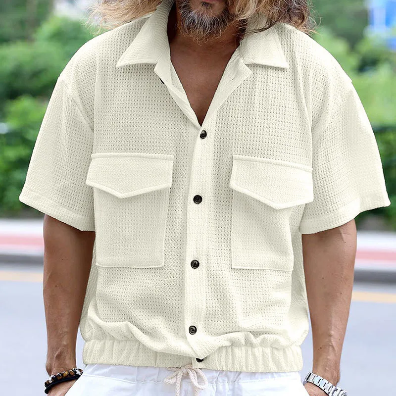 

Southeast Asia 2024 Cross-Border Casual irt Cardigan Multi-ket Leisure Sle Summer ort Sve Stand Fit Pure Color
