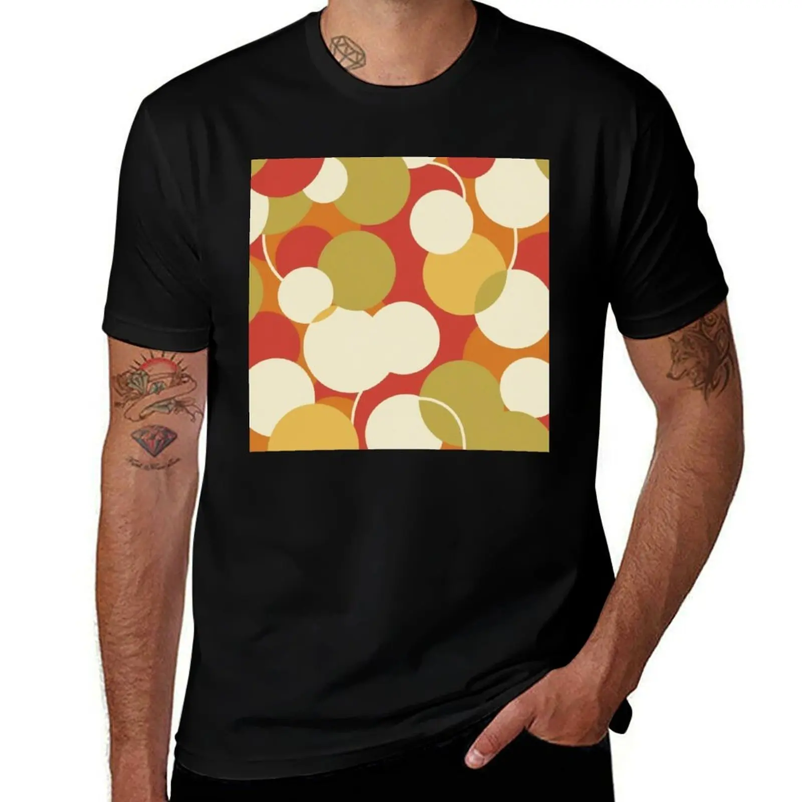 

Colorful Mid Century Modern Circles Sticker T-Shirt quick drying summer shirt tees cheap stuff fitted t shirts for men