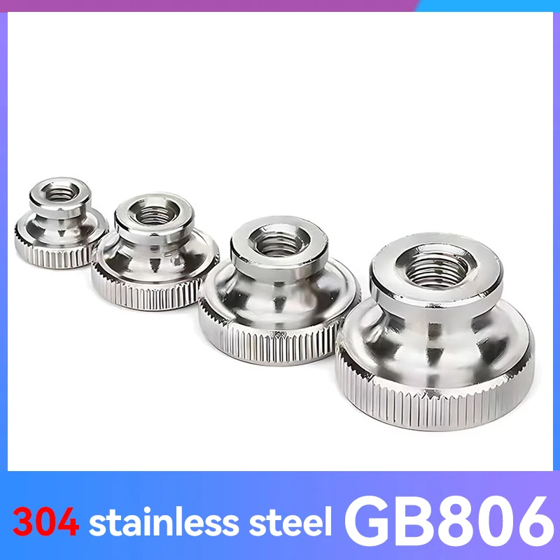 M2 M2.5 M3 M4 M5 M6~M12 304 Stainless Steel Hand Twisted High Head Knurled Thumb Hole Blind Hole Nut Advertising Decorative Nail