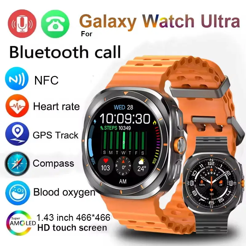 

Новинка 2024, Смарт-часы с GPS-треком, мужские Смарт-часы для Galaxy, ультра Смарт-часы с компасом, ИИ-циферблатом, HD AMOLED, голосовые звонки, умные часы для спорта