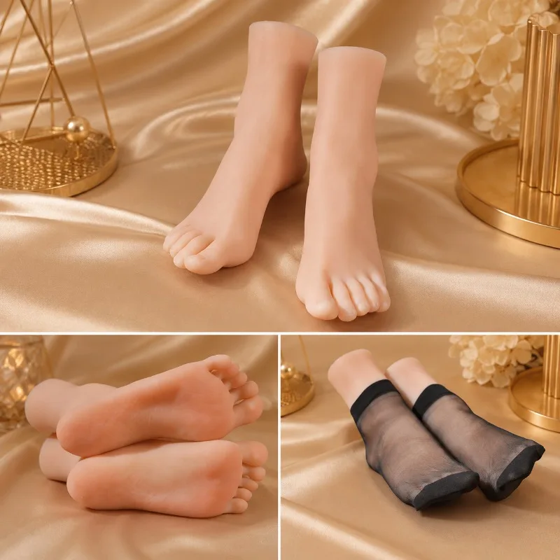 Tpe Realistic Silicone Foot Model Female Mannequin Feet Fetish Simulation Nail Art Practice Photograph Shoes Sock Display 3810