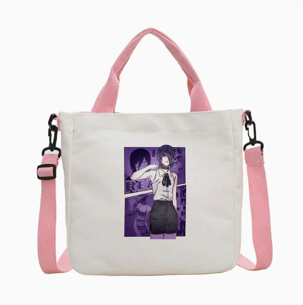 Chainsaw Man tote bag grocery sac cabas canvas  personnalisable reusable woman