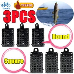 10g-60g 3PCS Fishing Tackle Feeder Cage Round Square Feeder Basket Cage Stainless Steel Lure Fishing Feeders Fishings Lure Cage