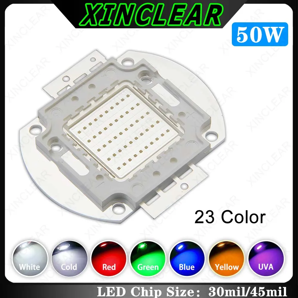 50W High Power LED Lamp Beads Warm White Yellow Orange Red Green Blue IR UVA Full Spectrum Grow SMD COB Chip For 50 Watt Light