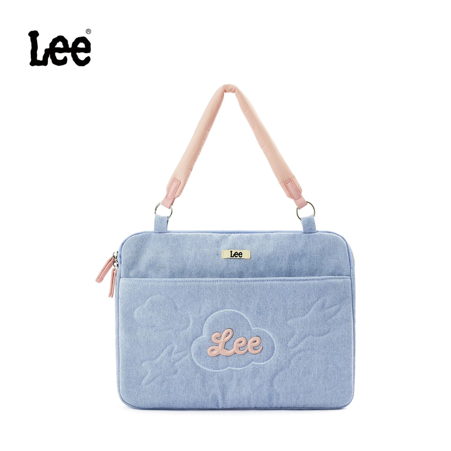LEE, bolso para portátil universitario para mujer, elegante bolso para ordenador, bolso de hombro de gran capacidad, bolso clásico a cuadros de mezclilla mixta para ordenador portátil