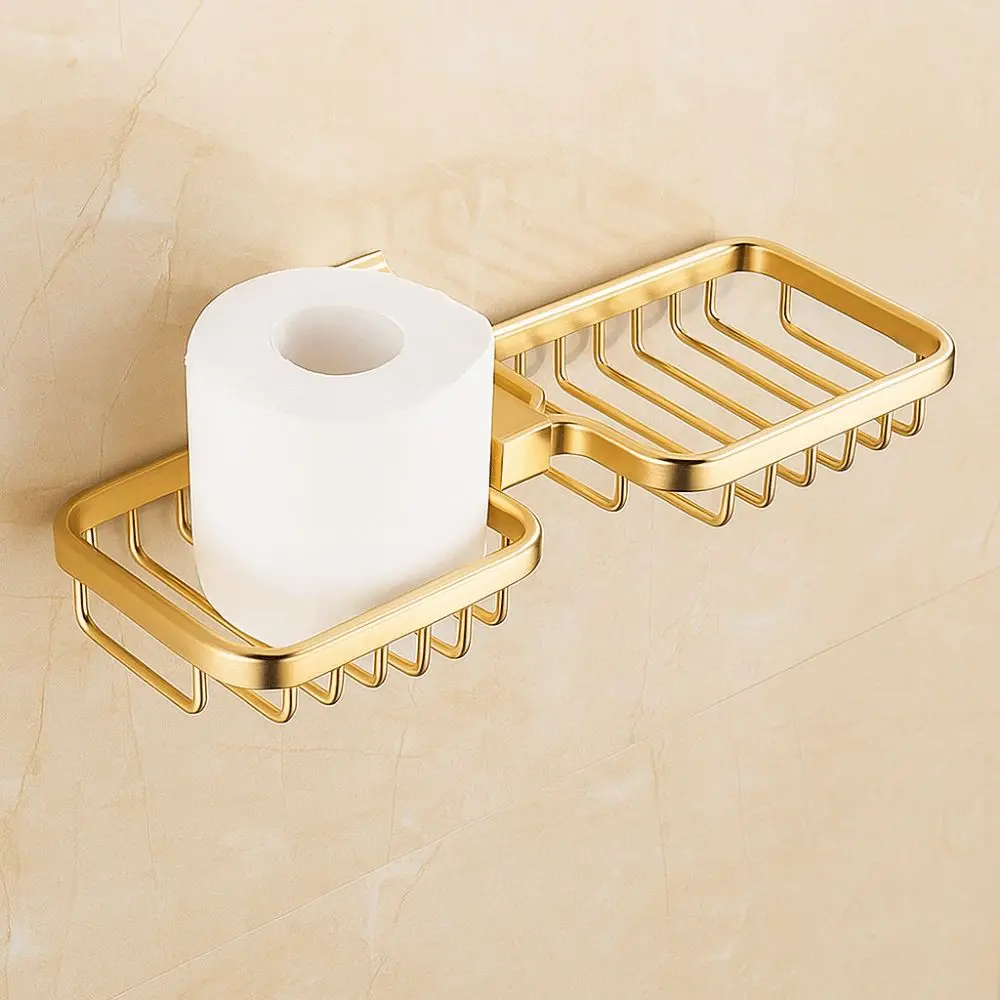 

Aluminum Wall-mounted Soap Dish Punch-Free with Drain Water Soap Drain Box Self Adhesive Rust-proof Soap Storage Tray Household