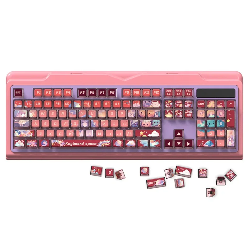 Pudim transparente Keycaps, ASA perfil, Dye Sub PBT Keycaps, apto para 61, 65, 68, 75, 81, 87, 98, 104, 108, teclados mecânicos, 116 teclas