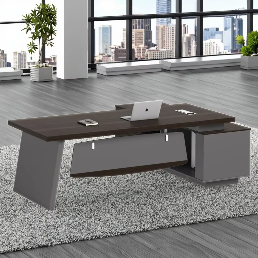 Luxury Boss Desk Shelf Durable Solid Wood Modern Office Table General Manager Modular Multi-Function Design Customized Colors