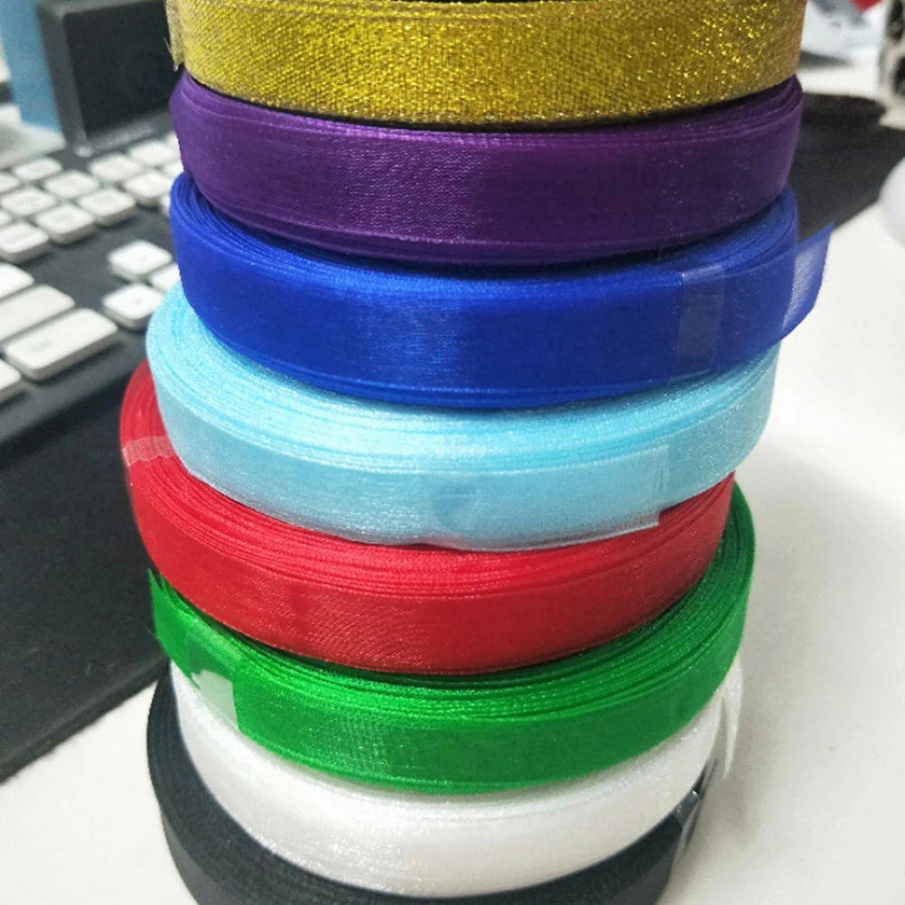

9pcs Organza Ribbon Roll 45 7m White Christmas Hair Decoration Belt for Wrapping Tape Sheer Ribbon Wedding Party Gift