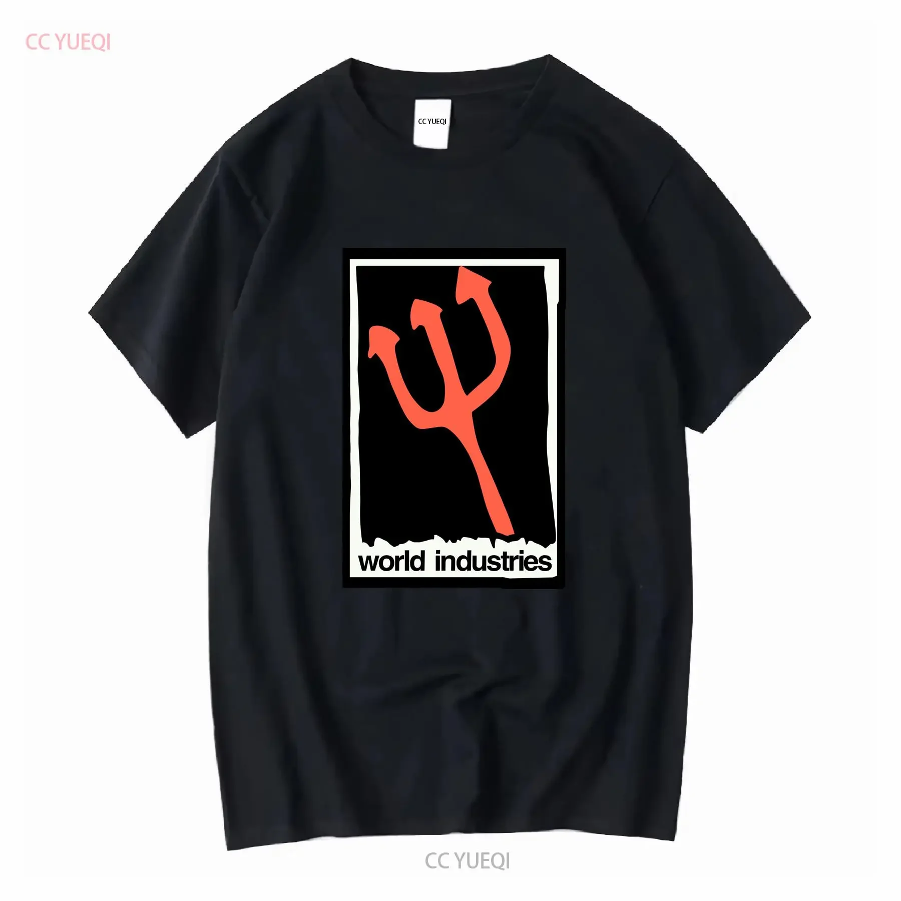 World Industries Skateboarding Pitchfork Logo Olive Green T Shirt Size Medium long or short sleeves vintage Washed Casual