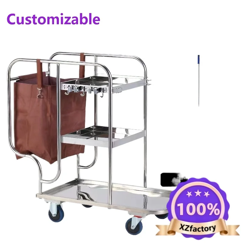 Carrito de servicio 2026 de venta directa de fábrica para habitaciones de hotel, carrito de ropa, limpieza de propiedades.