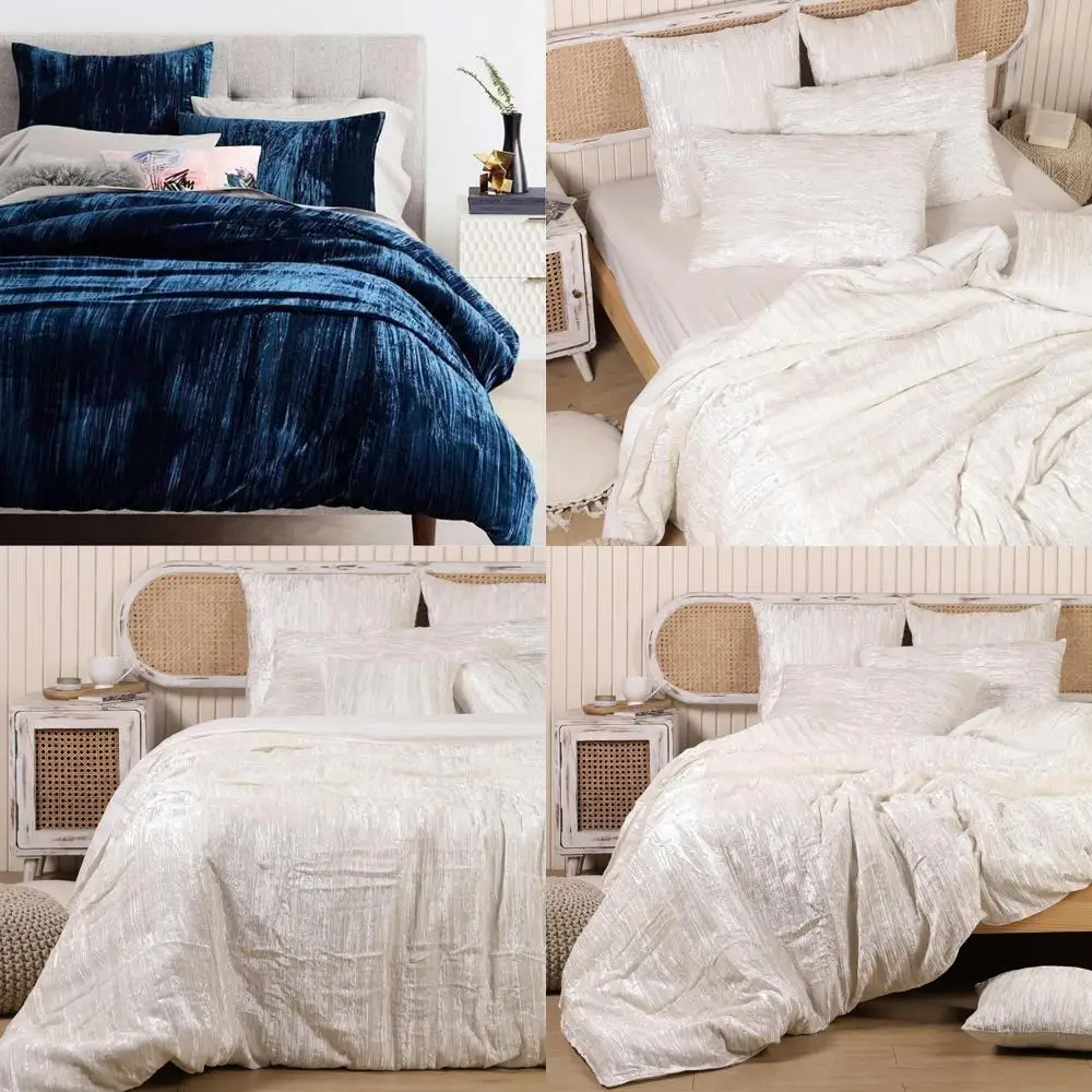 

Crushed Velvet Duvet Cover Set - 3 Piece Solid Pattern Luxury Bedding with 2 Pillowcases, Comforter Cover for Ultimate Comfort