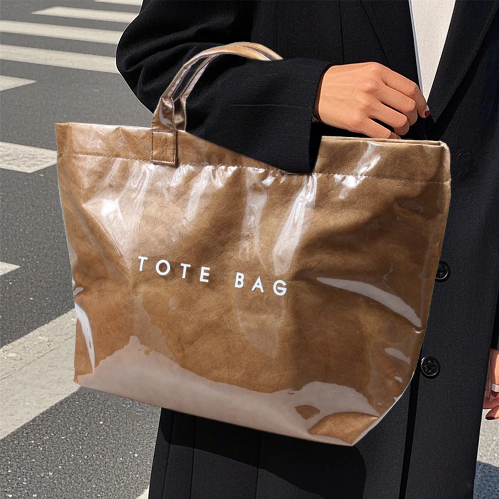 

INS Popular Letter Print Transparent Jelly Bag for Women, PVC Fashion Large Capacity Single Shoulder Shopping Tote