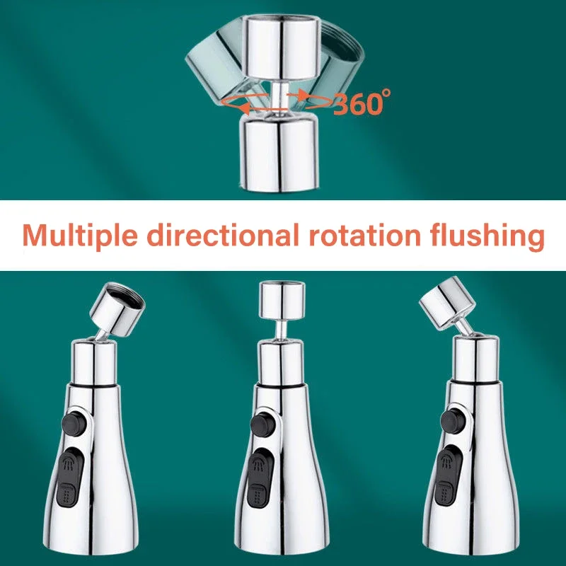 3 In 1 Kitchen Faucet Extender Universal 360 Rotate Pull Out Kitchen Tap Multi-mode Strong Flushing Booster Kitchen Accessories