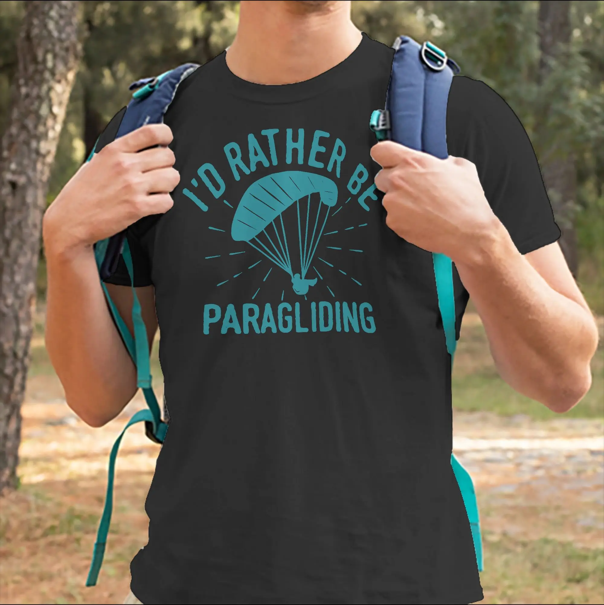 Men Women's Id rather be Paragliding Paragliding Paraglider Gift T Shirt  Cotton Clothing Round Neck Tees Printed T-Shirts