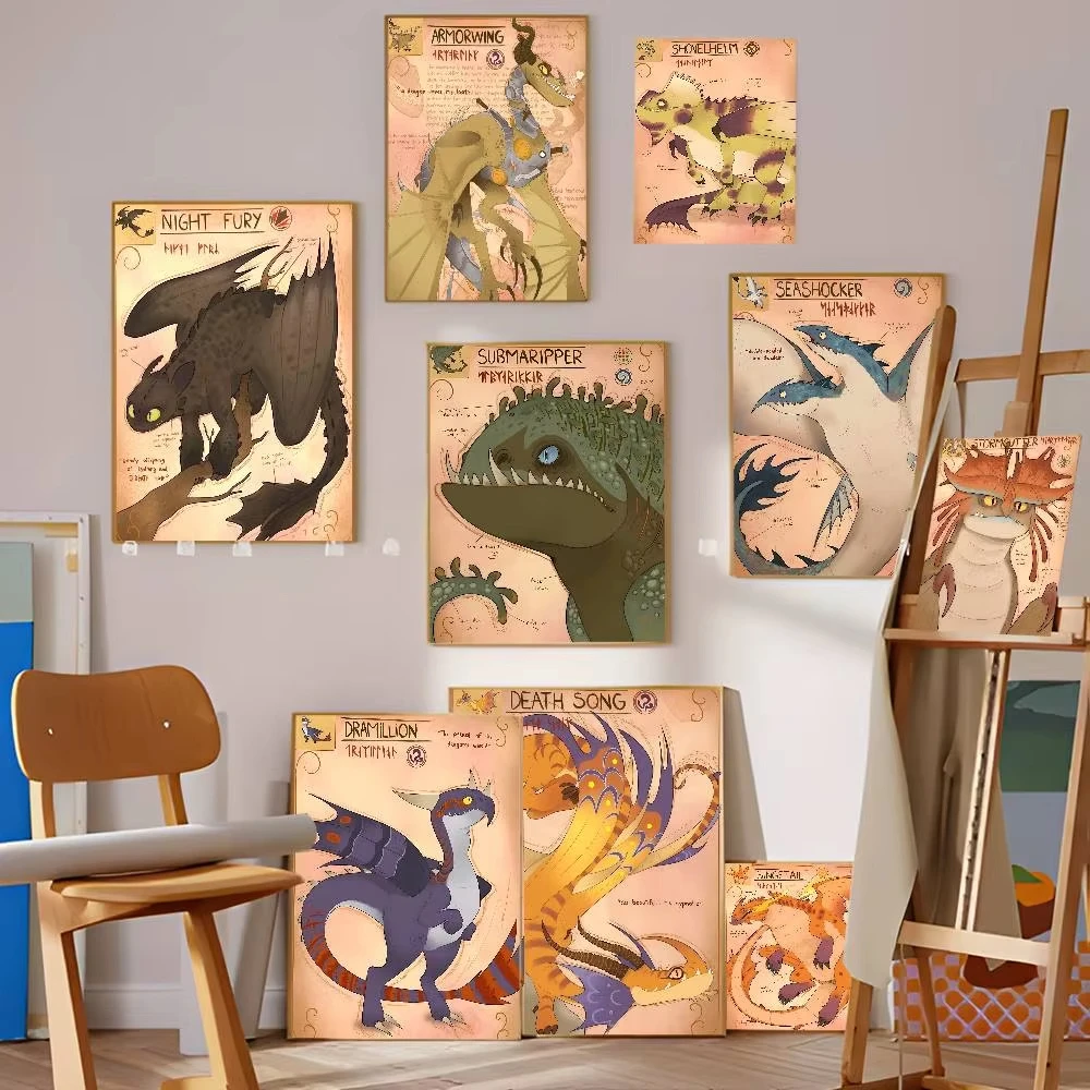 

Oil Painting By Numbers H-How To T-Train Your D-Dragon Classic Movie Posters Vintage Room Bar Cafe Decor Nordic Home Decor,frame