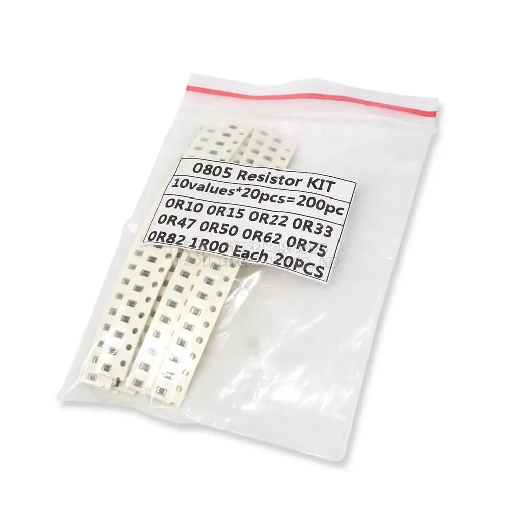 200PCS 1% 0805 SMD resistors assorted kit set ,10 valueX20pcs=200pcs 1R00 R820 R750 R620 R500 R470 R330 R220 R150 R100