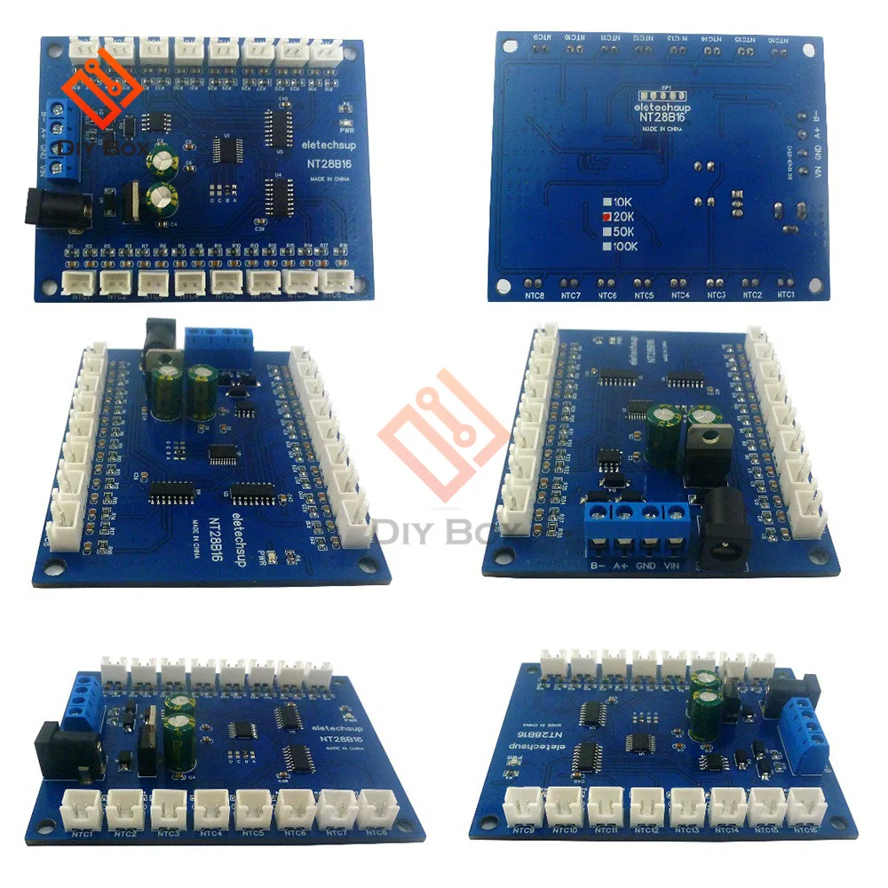 16Ch RS485 Temperature Collector Modbus RTU Paperless Recorder 10K/20K/50K/100K B3950 NTC Sensor NT28B16