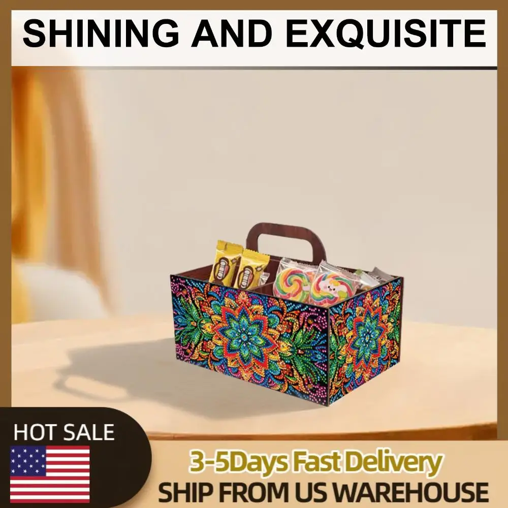 

Completed Diamond Art Handmade Wooden Storage Box for Desktop Decor (Mandala)