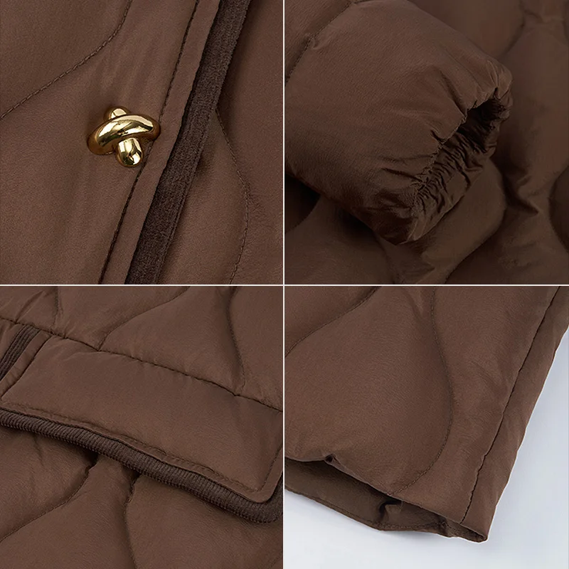 Chericom Women's Minimalist Collarless Down Jacket Lightweight Warm Duck Down Commuter Short Fit Puffer Coat Y309037Y