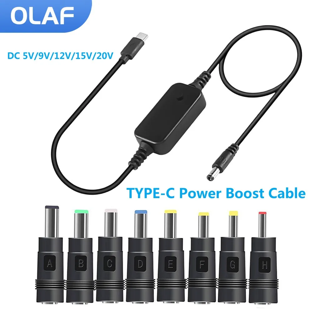 Type C Power Boost Cable 60W Fast Charging DC 5V/9V/12V/15V/20V Converter Power Bank To Wifi Cable for Wifi Router Modem Fan