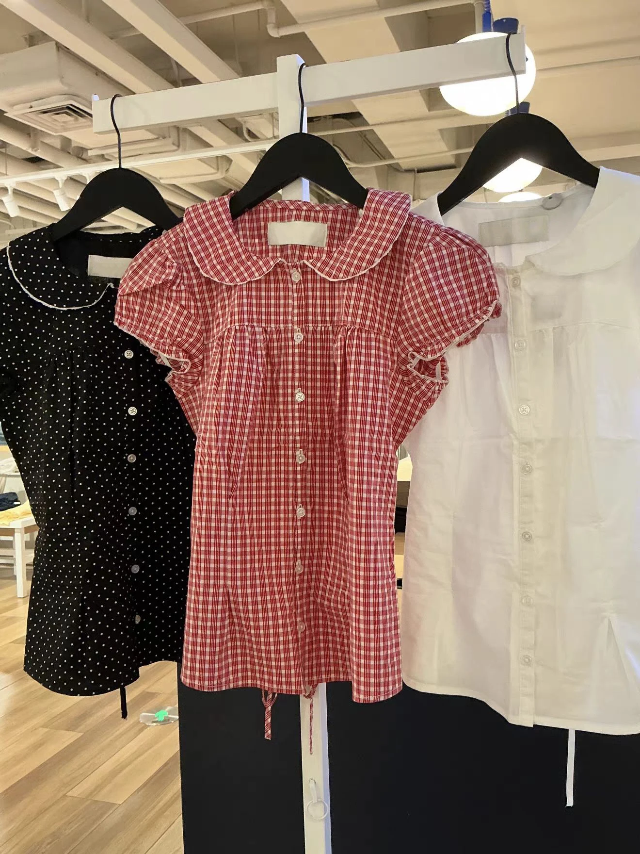 Red Plaid Back Lace-up T-shirt - Summer Clothing Modest ulasan dan harga