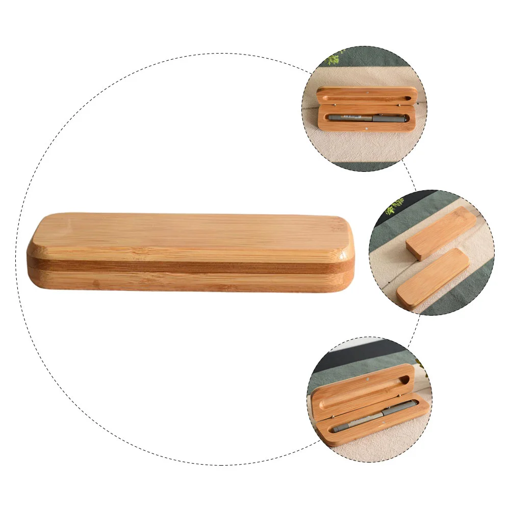 Pen Case Display Stand Office Supplies Pencil Gift Box Storage Stationery Bamboo Organizer