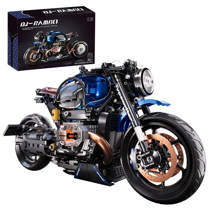 

1591pcs MOC Technical 1:5 Motorcycle Nine Building Blocks Assembling Locomotive Bricks Model Toys for Children Birthday Gift Set