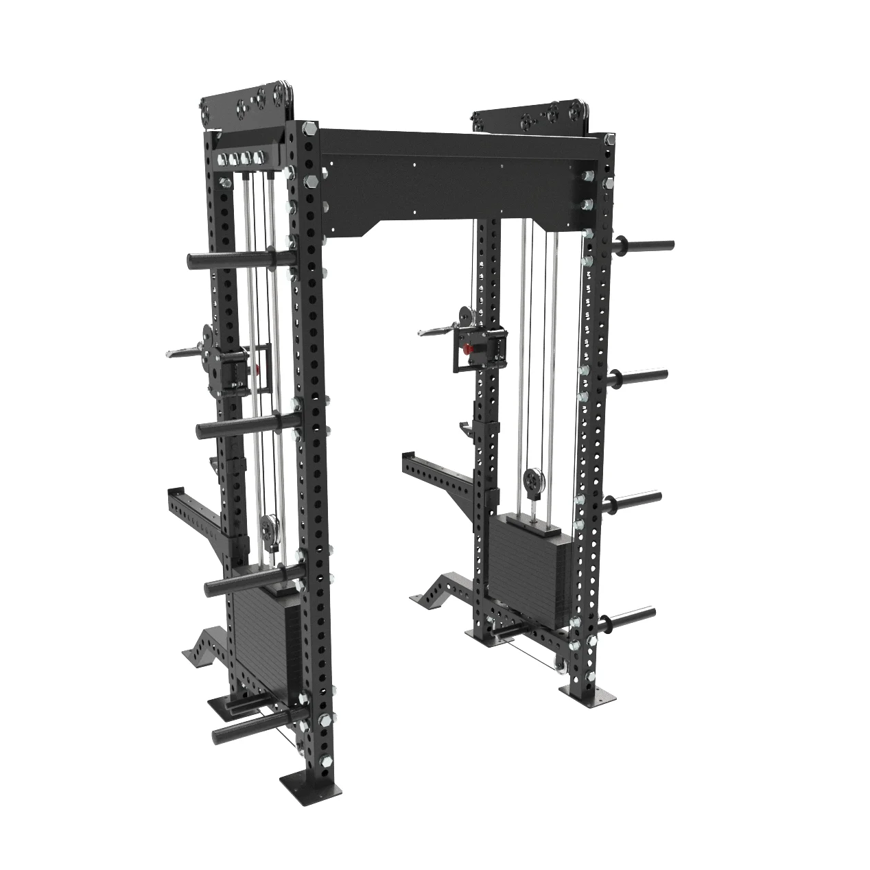 

Modern Steel Gym Rack Trainer Functional Smith Machine for Strength Training-Arm Chest Back & Leg Space-Saving Crossover Design