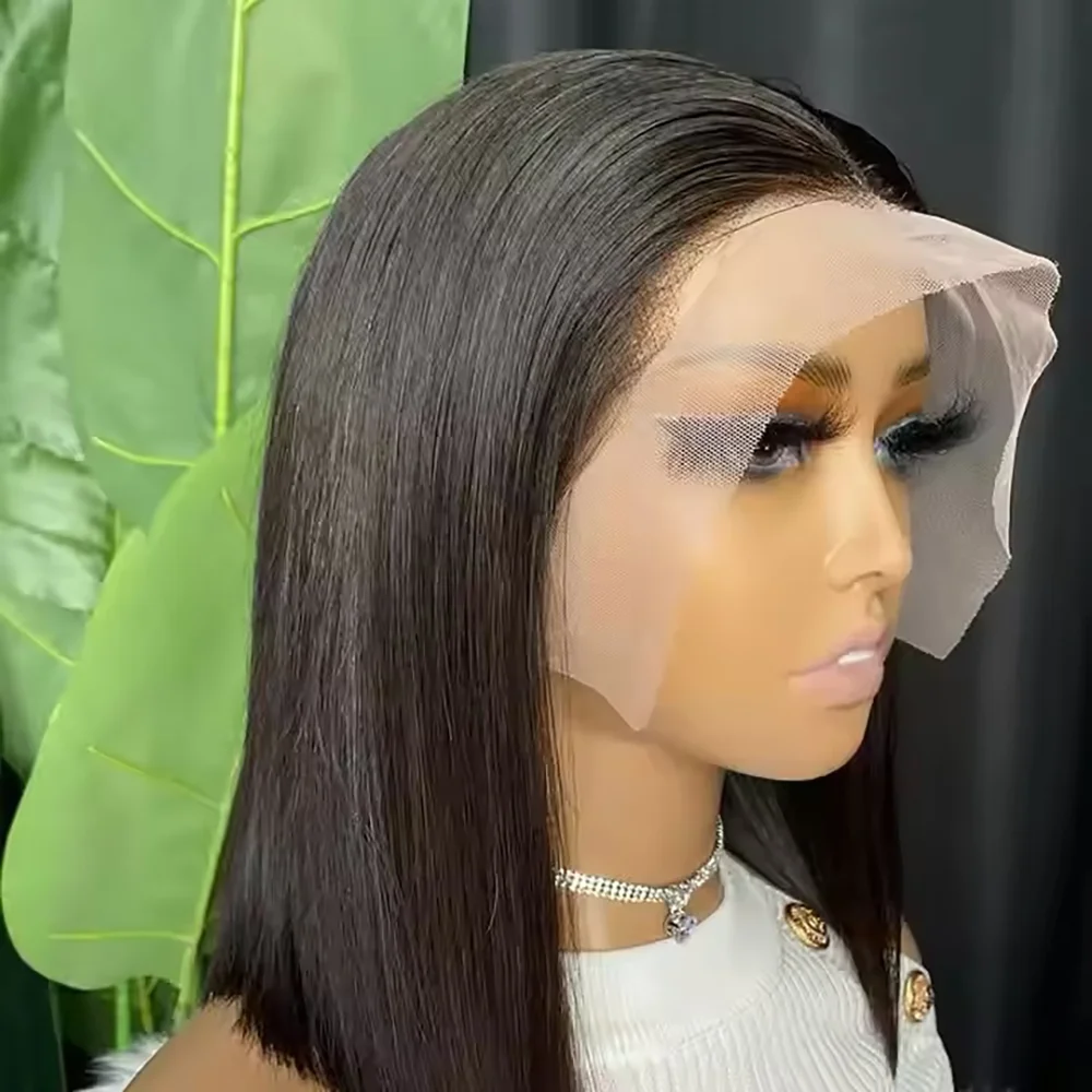 

220 Density Bob Wigs Human Hair Straight 13x4 Lace Front Human Hair Wig Pre Plucked 4x4 Lace Wig Natural Black For Women 16 Inch