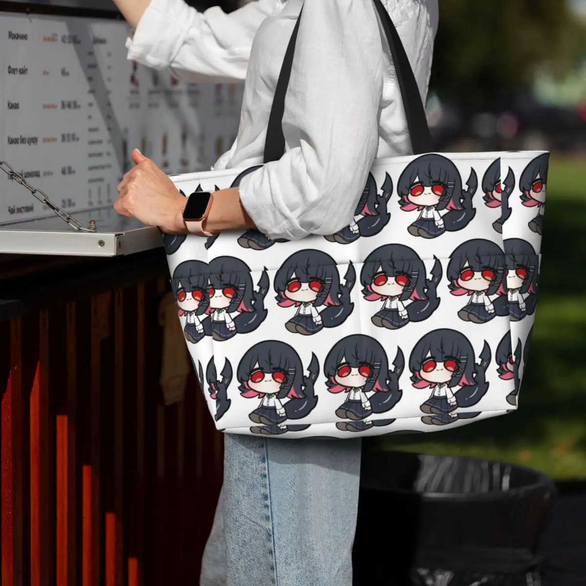 

Anime Zenless Zone Zero Chibi Ellen Joe Beach Tote Bag Sport Gym Yoga Duffle Large Tote Bag Women Travel Bag Fitness bag