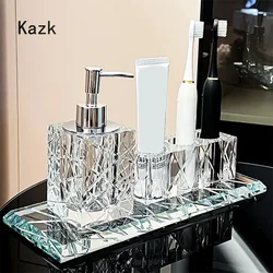 Advanced Crystal Bathroom Accessories Light Luxury Hotel Cutting Glass Toothbrush Holder Bathroom Storage Tray Cotton Swab Box