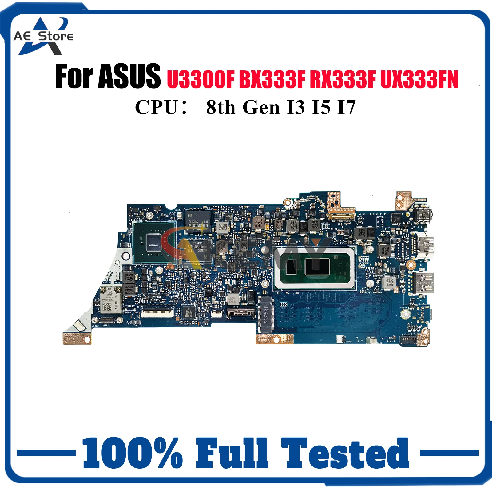 

UX333FN Материнская плата для ноутбука ASUS ZenBook UX333F UX333FN RX333F BX333F U3300F Материнская плата с процессором I3 I5 I7 100% тесты OK stk