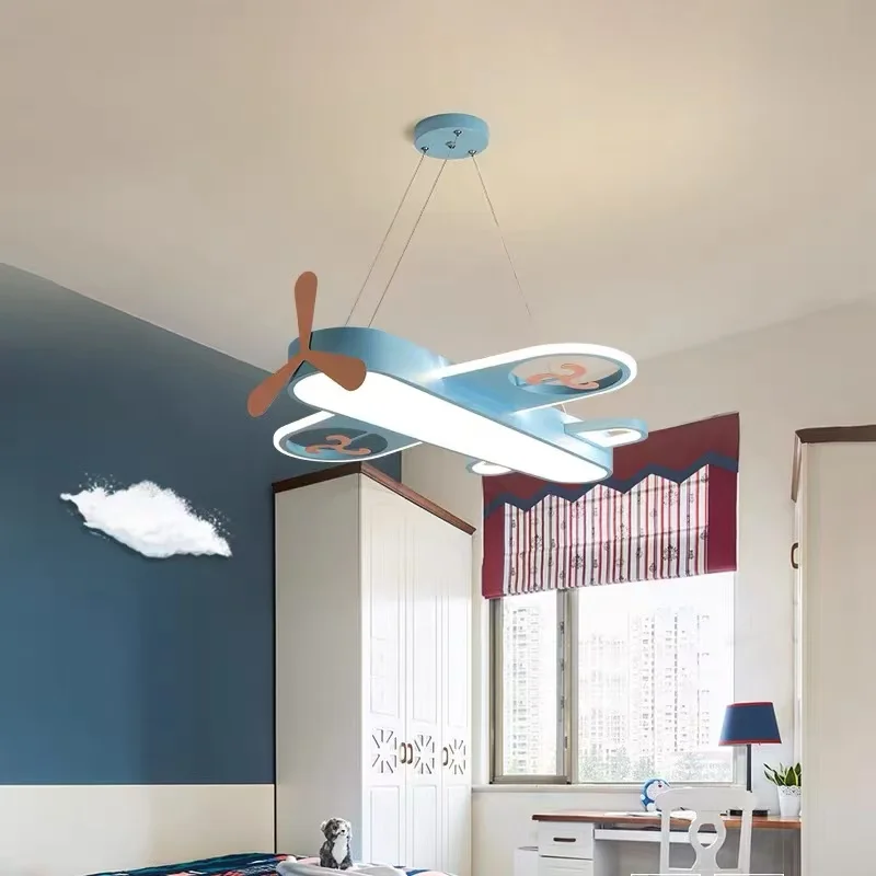 Luxury-lite Creamy Style Cute Cartoon Airplane LED Ceiling Light Creative Lamps for Chidren's Bedroom Home Decoration Chandelier