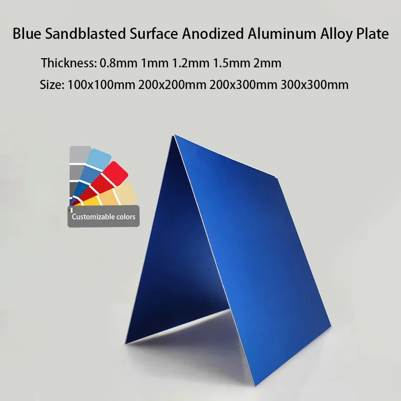5052 Aluminum Sheet Blue Sandblast Finish Anodized Plate 0.1/0.5/1.0/1.2-2mm Thick Custom Size